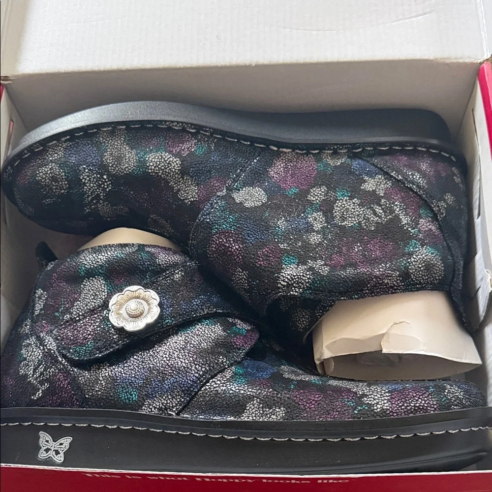 Alegria Ankle Boots - Black and Multicolor Floral - Picture 1 of 5